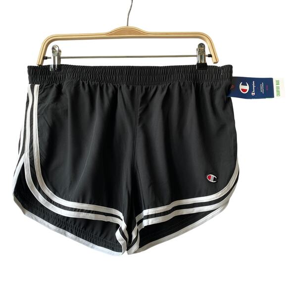 Champion Athletic Varsity Shorts Women L Black Workout Running‎ Lined Zip Pocket - Picture 1 of 10